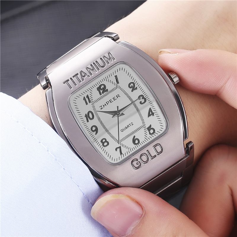 Business Fritids Enkle Arabiske Tall Dial Steel Band Herre Quartz Watch