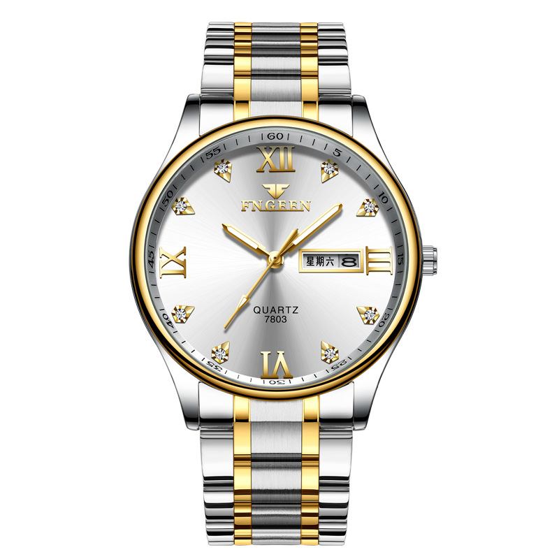 Business Fritids Lysende Pointer Rustfri Stålrem 3atm Vanntett Herre Quartz Watch Armbåndsur