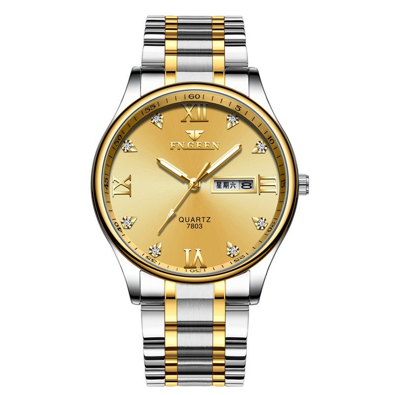 Business Fritids Lysende Pointer Rustfri Stålrem 3atm Vanntett Herre Quartz Watch Armbåndsur