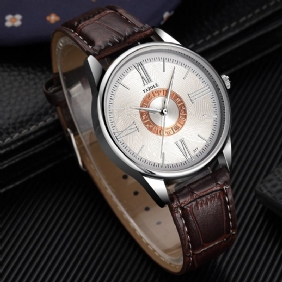 Business Herre Watch Leather Band Constellation Icons Waterproof Quartz Watch