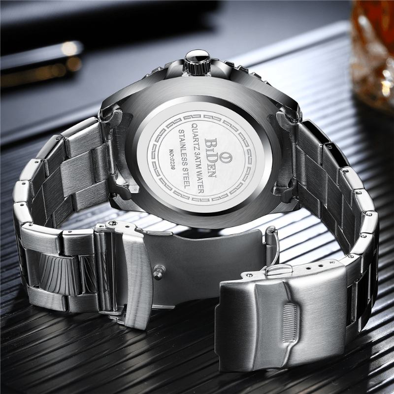 Business Style Full Steel Quartz Watch Calendar Luminous Display Watch