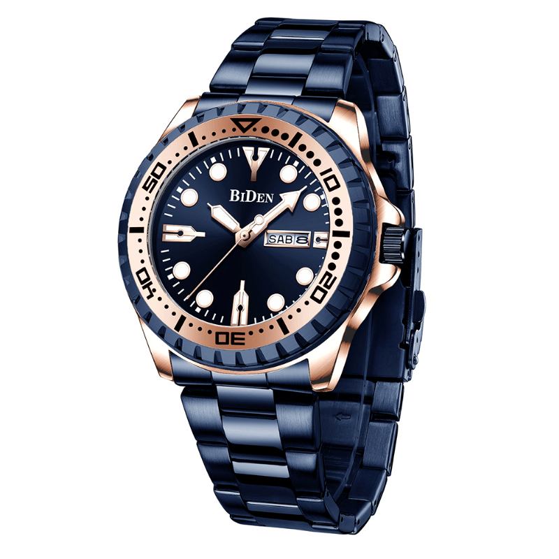 Business Style Full Steel Quartz Watch Calendar Luminous Display Watch