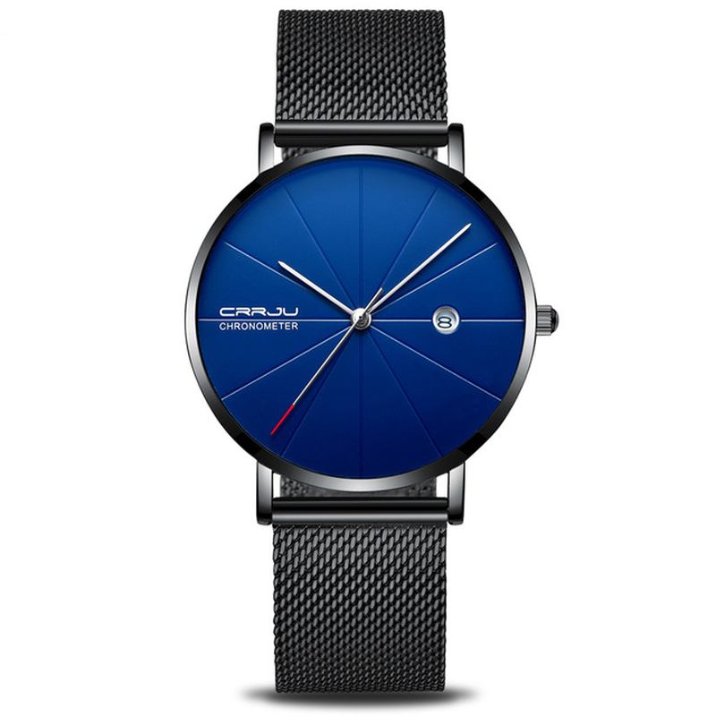 Business Style Menn Armbåndsur Dato Vis Analog Full Steel Quartz Watch