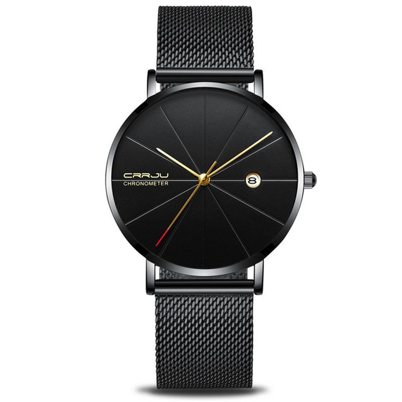 Business Style Menn Armbåndsur Dato Vis Analog Full Steel Quartz Watch