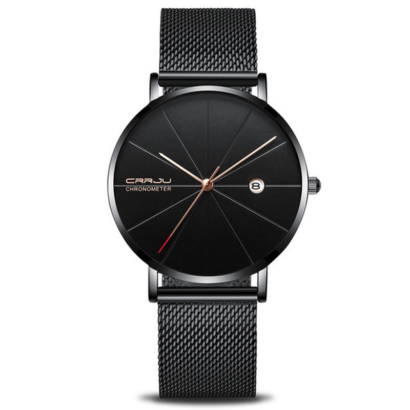 Business Style Menn Armbåndsur Dato Vis Analog Full Steel Quartz Watch