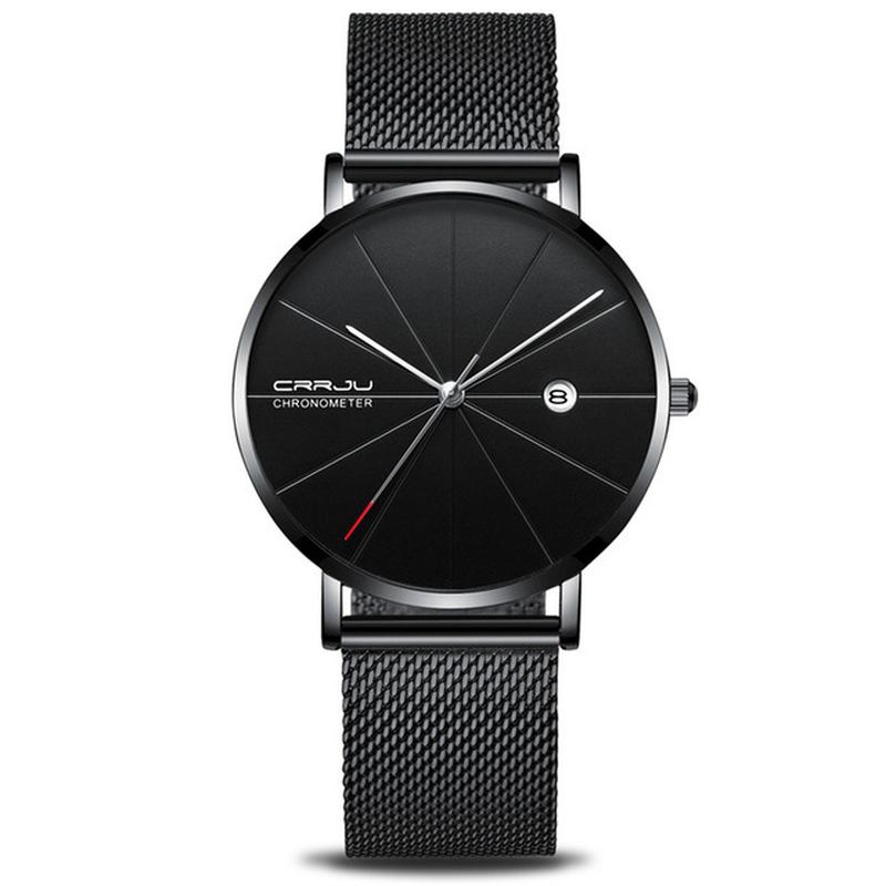 Business Style Menn Armbåndsur Dato Vis Analog Full Steel Quartz Watch