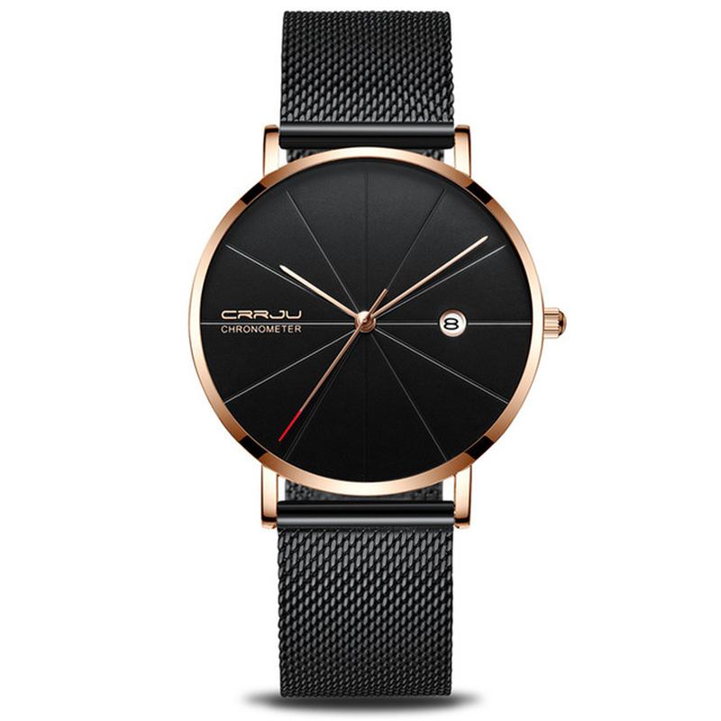 Business Style Menn Armbåndsur Dato Vis Analog Full Steel Quartz Watch