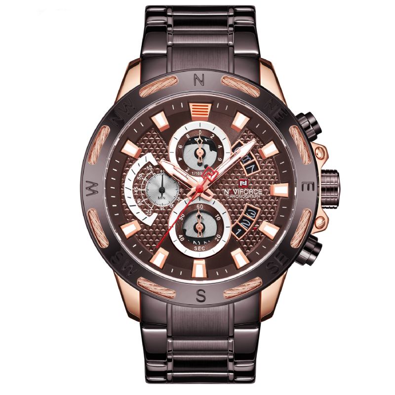 Chronograph Business Style Herreklokke Lysende Kvartsklokke