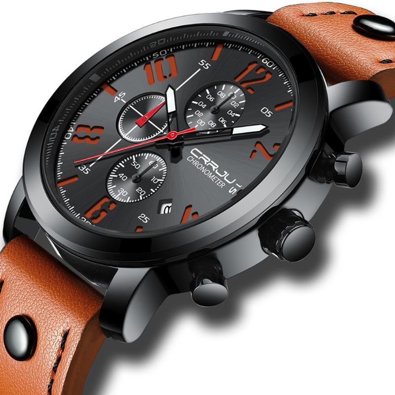 Chronograph Fritids Style Menn Armbåndsur Lysende Display Quartz Watch