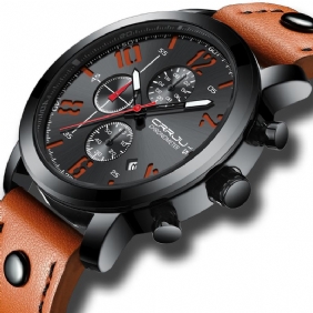 Chronograph Fritids Style Menn Armbåndsur Lysende Display Quartz Watch