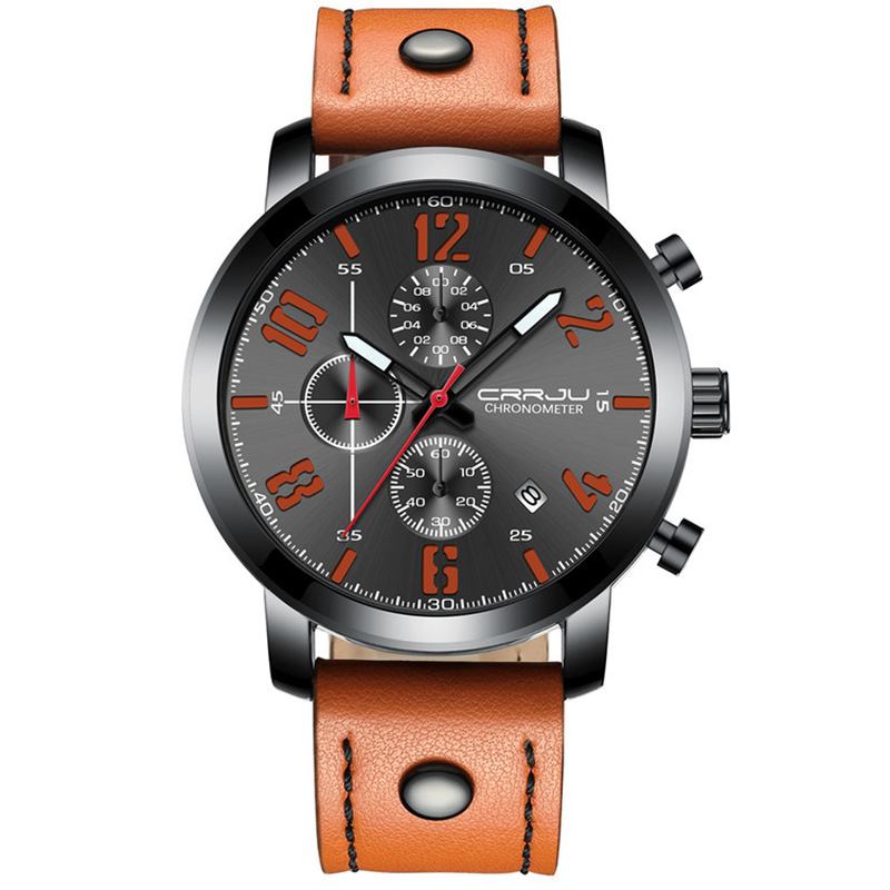 Chronograph Fritids Style Menn Armbåndsur Lysende Display Quartz Watch