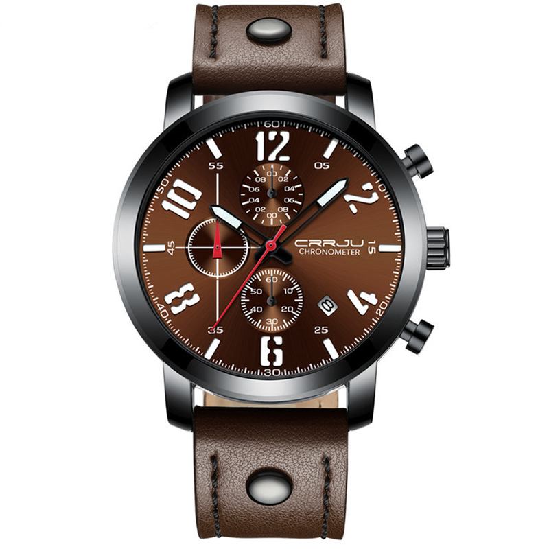 Chronograph Fritids Style Menn Armbåndsur Lysende Display Quartz Watch