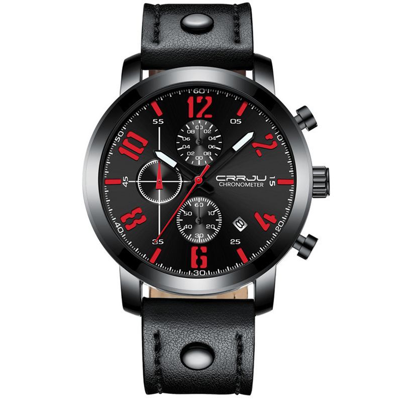 Chronograph Fritids Style Menn Armbåndsur Lysende Display Quartz Watch