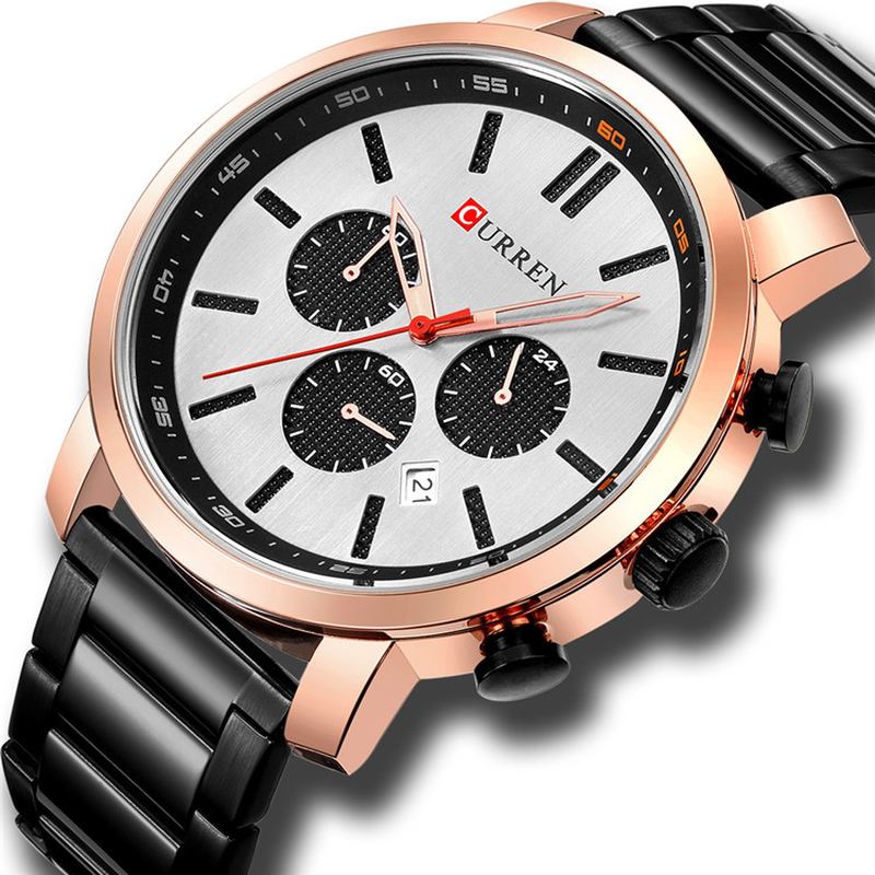 Chronograph Vanntett Kvartsklokke Business Style Menn Armbåndsur