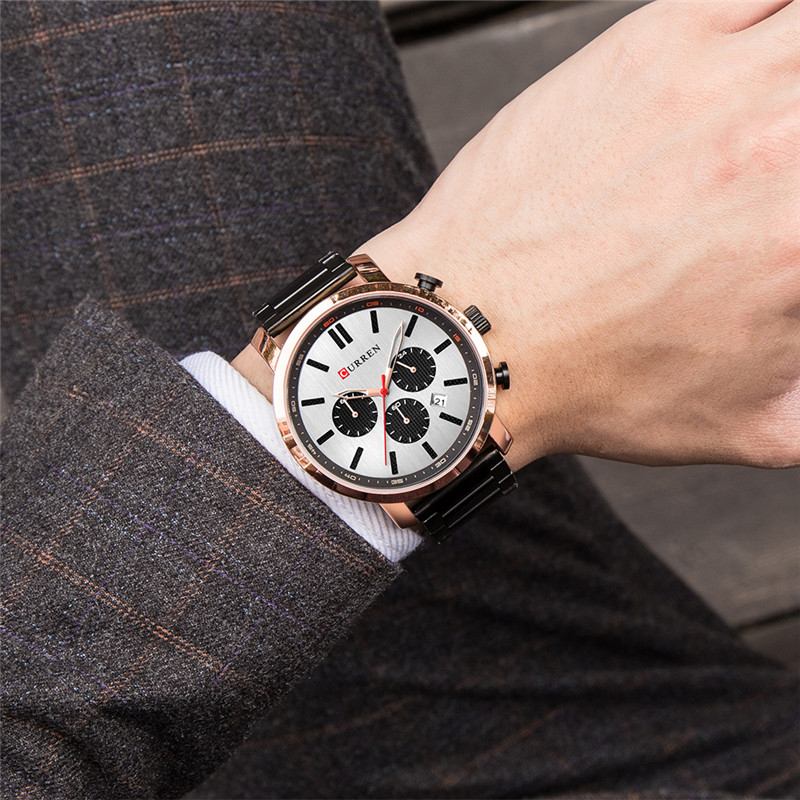 Chronograph Vanntett Kvartsklokke Business Style Menn Armbåndsur