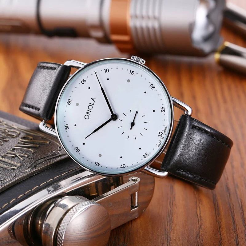 Creative Point Simple Dial Herre Mote Nylon Leather Strap Quartz Watch