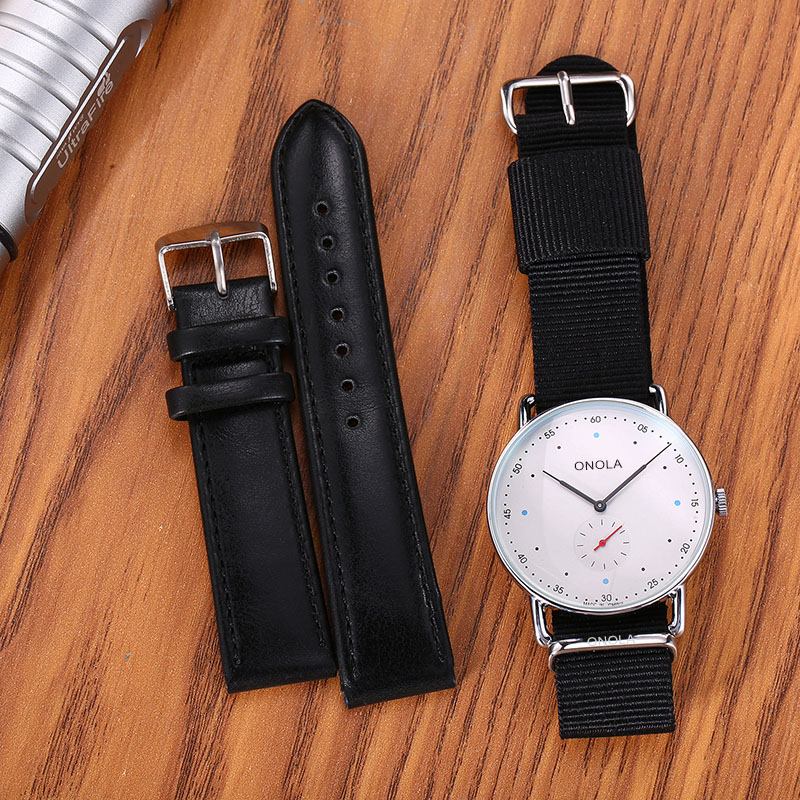 Creative Point Simple Dial Herre Mote Nylon Leather Strap Quartz Watch