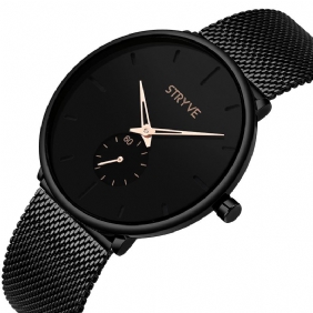 Fshion Menn Enkel Urskive Full Mesh Stålreim Second Dial Quartz Watch