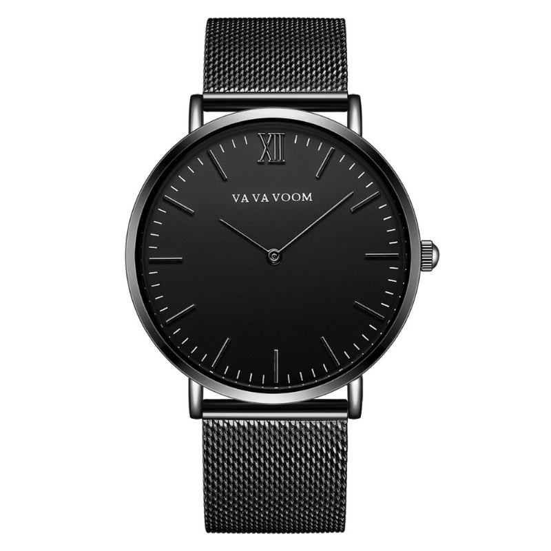 Full Steel Fritids Style Quartz Watch Ultra Thin Men-armbåndsur