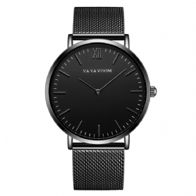 Full Steel Fritids Style Quartz Watch Ultra Thin Men-armbåndsur