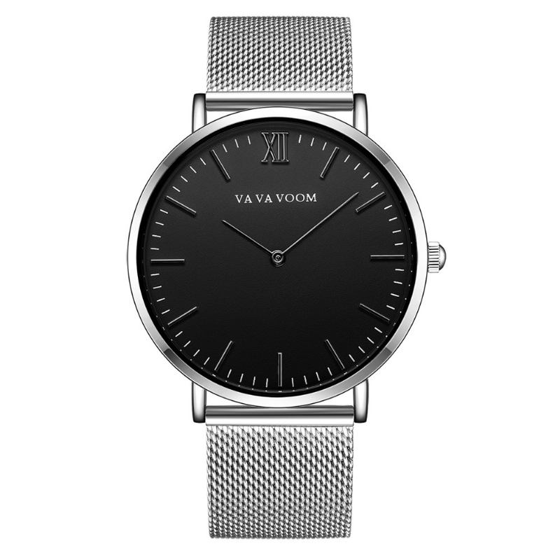 Full Steel Fritids Style Quartz Watch Ultra Thin Men-armbåndsur