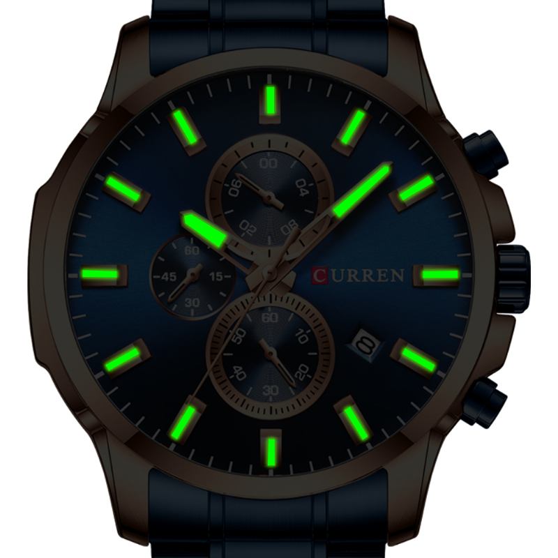 Full Steel Watch Band Quartz Watch Luminous Display Business Herreklokke