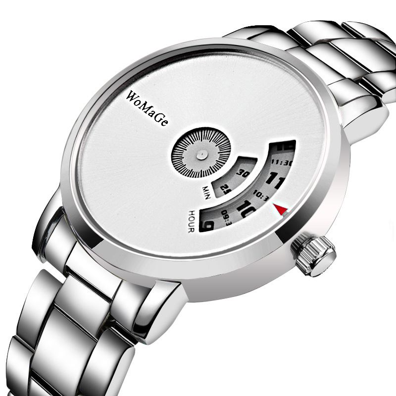 Herreklokke Mote Rustfritt Stålbånd Business Digital Quartz Watch