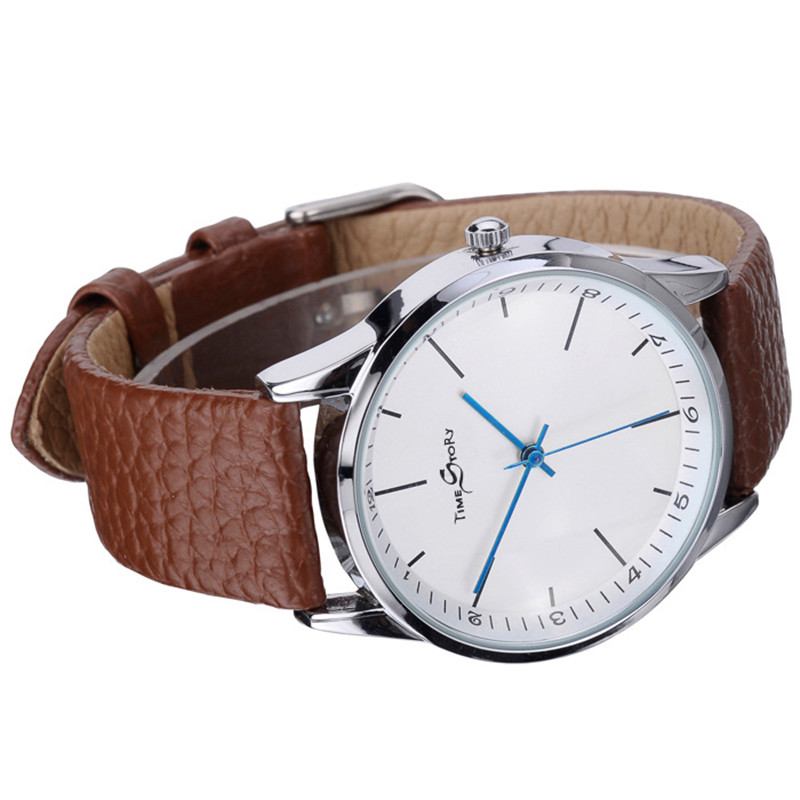 Historietid Retro Belte Kuskinnsrem Ultratynn Herreklokke Quartz Watch Reverse Backwards Watch