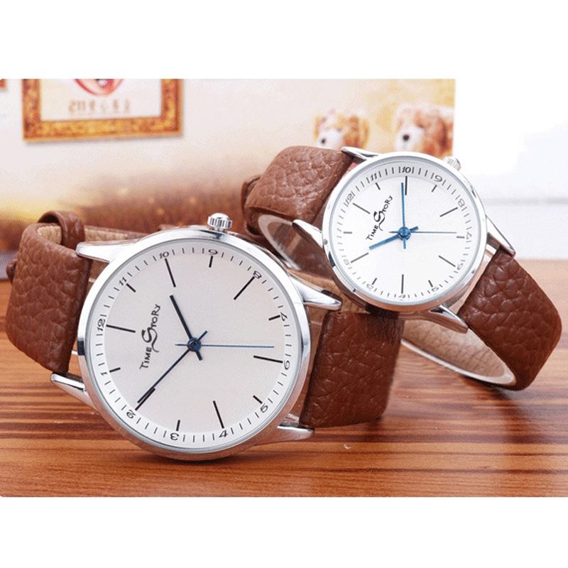 Historietid Retro Belte Kuskinnsrem Ultratynn Herreklokke Quartz Watch Reverse Backwards Watch