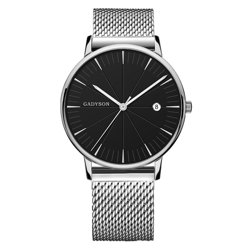 Kalender Fritids Style Herre Armbåndsur Full Steel Lysende Display Quartz Watch