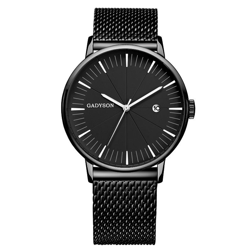 Kalender Fritids Style Herre Armbåndsur Full Steel Lysende Display Quartz Watch