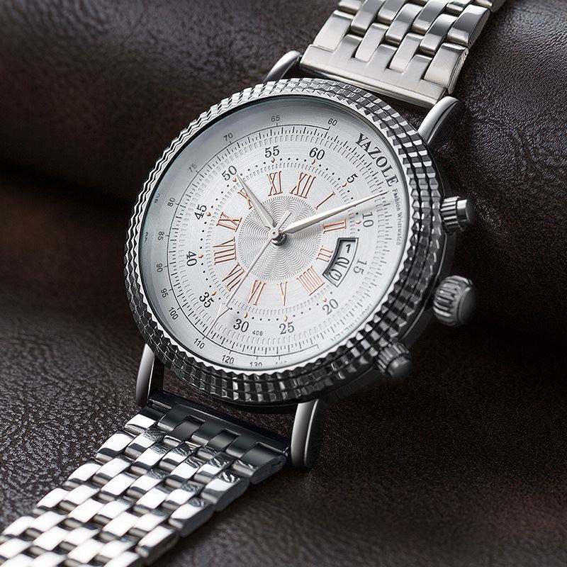 Lærreim Romertall Crystal Dial Mote Herre Quartz Watch