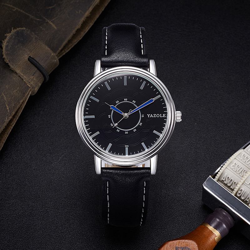 Leisure Style Leather Band Quartz Watch Ultra Thin Men-armbåndsur