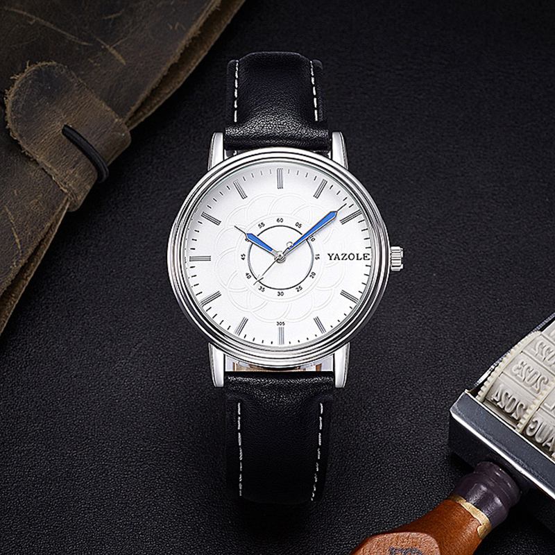 Leisure Style Leather Band Quartz Watch Ultra Thin Men-armbåndsur