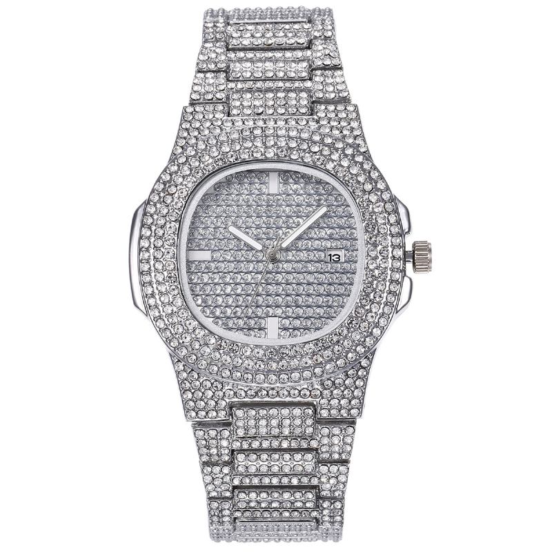 Luksus Mote Full Rhinestone Diamond Armbåndsur Unisex Quartz Watch