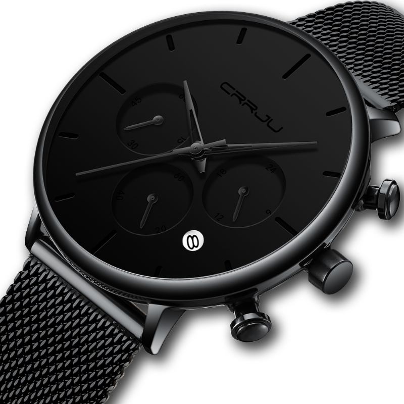 Menn Enkel Atmosfærisk Urskive Farge Design Nål Full Mesh Stål Band Quartz Watch