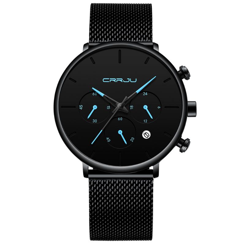 Menn Enkel Atmosfærisk Urskive Farge Design Nål Full Mesh Stål Band Quartz Watch