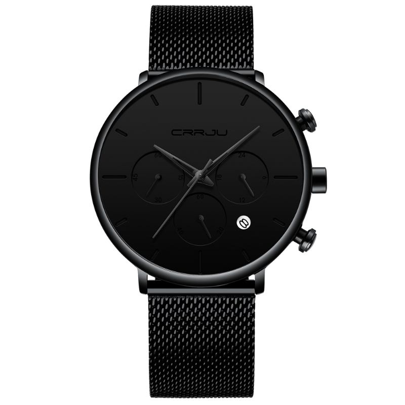 Menn Enkel Atmosfærisk Urskive Farge Design Nål Full Mesh Stål Band Quartz Watch