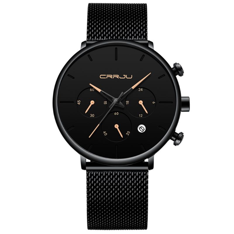 Menn Enkel Atmosfærisk Urskive Farge Design Nål Full Mesh Stål Band Quartz Watch