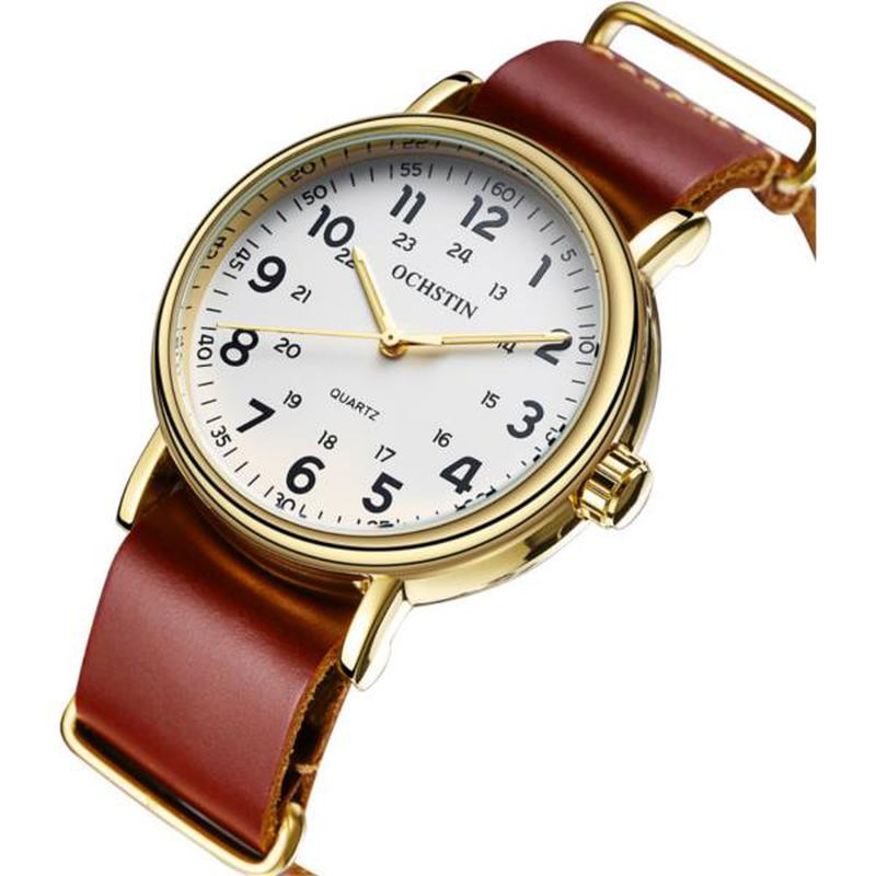 Menn Quartz Watch Fritids Lærreim Business Watch