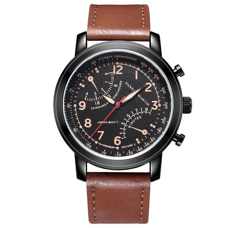 Menn Relogio Masculino Leather Band Dekorativ Liten Urskive Quartz Watch