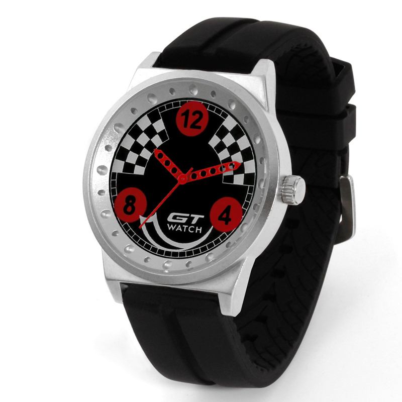 Menn Sport Mote Silica Gel Strap Racing Car Style Quartz Armbåndsur