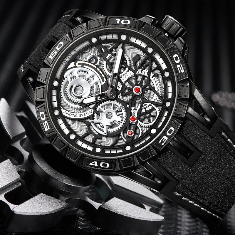 Mote Big Hollow Dial Cool Menn Sport Style Quartz Watch