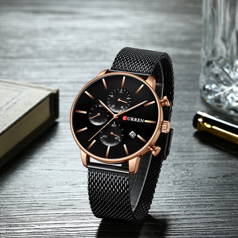 Mote Business Herre Klokke Lys Luksus Vanntett Stor Urskive Quartz Watch