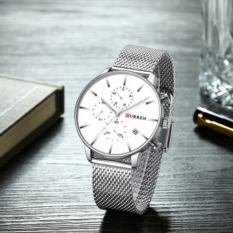 Mote Business Herre Klokke Lys Luksus Vanntett Stor Urskive Quartz Watch