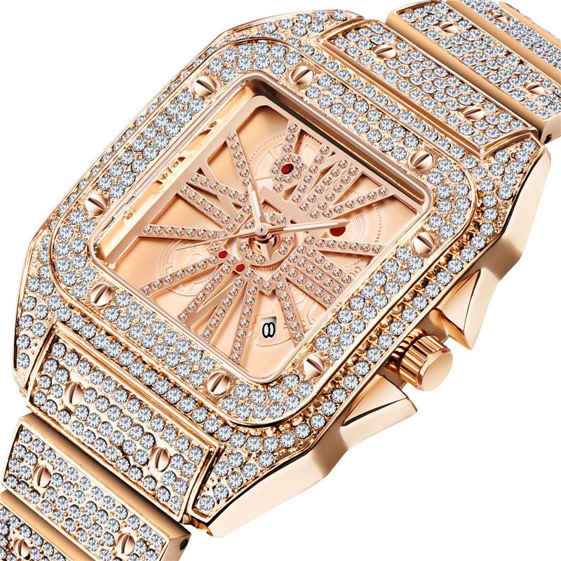 Mote Elegant Quartz Watch Diamond Cool Herre Watch Square Dial Shape Quartz Watch