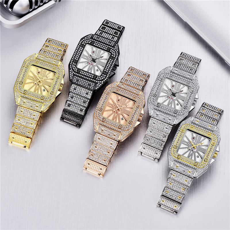 Mote Elegant Quartz Watch Diamond Cool Herre Watch Square Dial Shape Quartz Watch