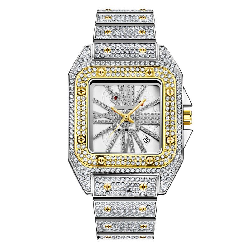 Mote Elegant Quartz Watch Diamond Cool Herre Watch Square Dial Shape Quartz Watch