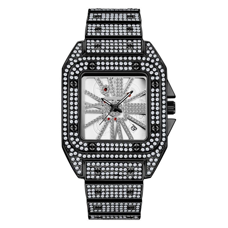 Mote Elegant Quartz Watch Diamond Cool Herre Watch Square Dial Shape Quartz Watch