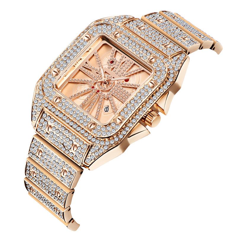 Mote Elegant Quartz Watch Diamond Cool Herre Watch Square Dial Shape Quartz Watch